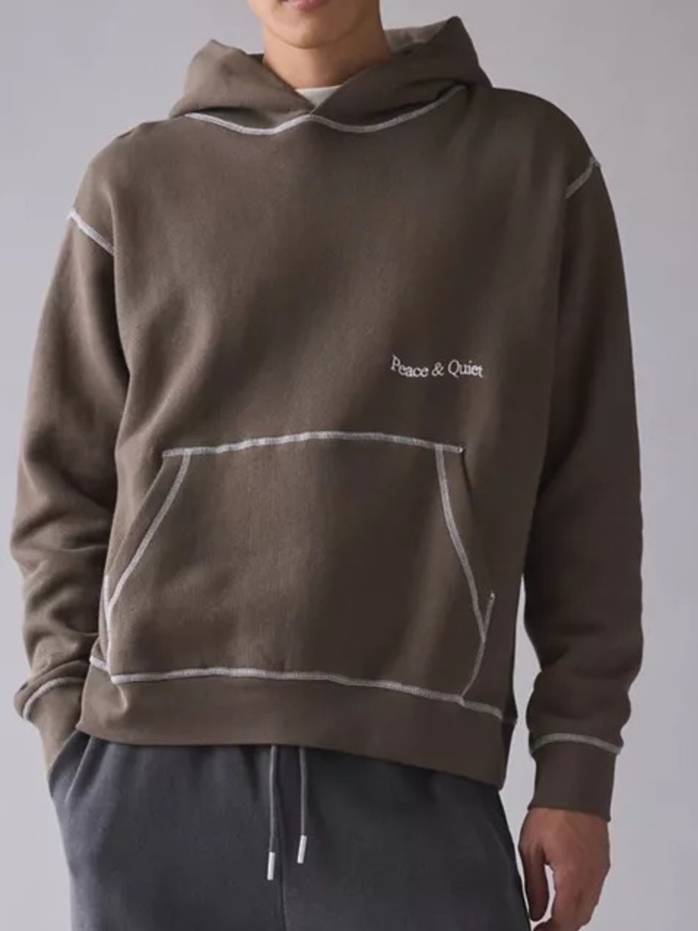 NWOT Museum Of Peace & Quiet Wordmark Reverse Stitched Hoodie Size Large